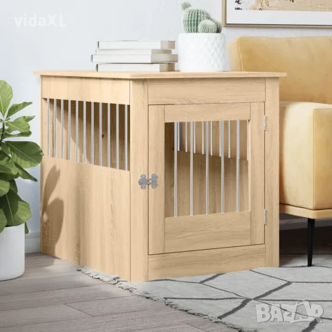 vidaXL Клетка за куче мебел, сонома дъб, 64,5x80x71см, инженерно дърво, снимка 2 - За кучета - 56148082