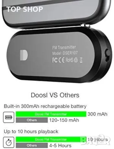 FM трансмитер Forge Doosl DSER107 за кола - черен, снимка 2 - Друга електроника - 48748142
