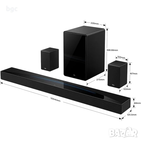  Саундбар TCL Q85H, 7.1.4, 860W, Bluetooth 5.1, Dolby Atmos & DTS-Virtual:X, e-ARC, Subwoofer Wirele