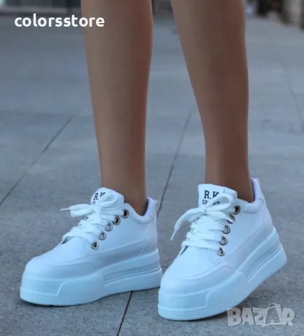 Кецове на платформа - бяла кожа - SDL90