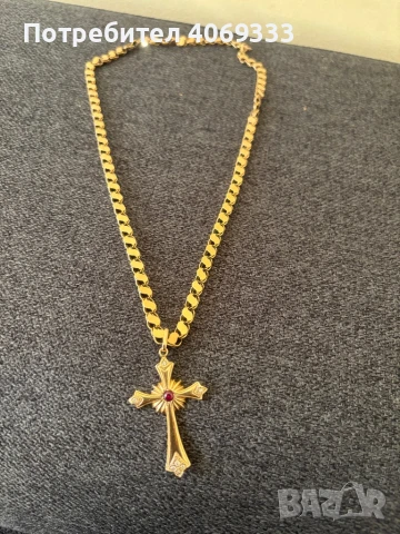 Стар златен Кръст с рубин 14к 5.96гр 5см , снимка 14 - Колиета, медальони, синджири - 50898227