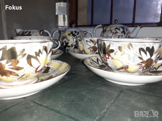 ЛФЗ - невероятен сервиз за чай руски порцелан много позлата, снимка 6 - Антикварни и старинни предмети - 50954178