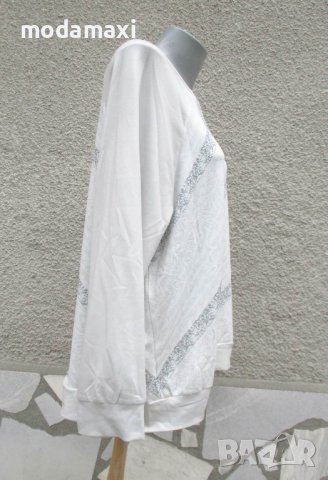 3XL Нова  блуза в бяло и сиво , снимка 3 - Блузи с дълъг ръкав и пуловери - 40629911