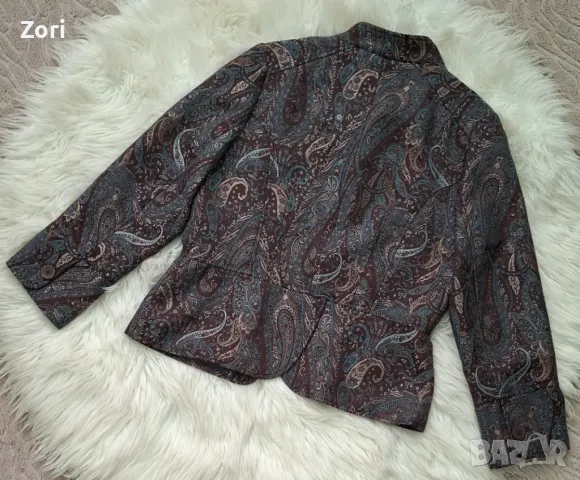 УНИКАЛНО сако в пейсли кафяв-петролио цветове принт М/Л размер , снимка 9 - Сака - 47332020