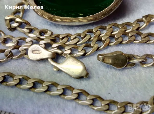 BERRAK СРЕБЪРЕН ПЕНДАНТ СРЕБРО 925 с ИМПЕРИАЛ ЖАДЕИТ Верижка СРЕБРО 925 КБШ2 и ГЕРБ на УКРАЙНА 47230, снимка 5 - Колиета, медальони, синджири - 49273599