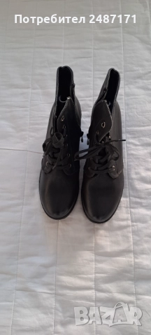 Нови елегантни и удобни черни дамски боти с цип и връзки на платформа, снимка 2 - Дамски боти - 52796000