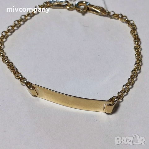 Златна бебешка гривна 1.20гр.13.5см., снимка 3 - Гривни - 52929424