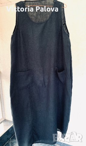 Дълга широка модерна рокля лен, снимка 1 - Рокли - 41353015