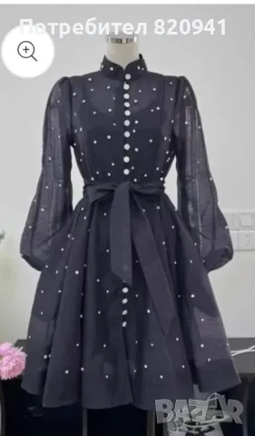 черна рокля с камъчета, снимка 1