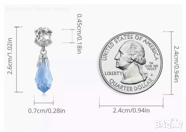 Талисман за гривна Пандора сребро зимна ледена висулка 925 Ice Crystal модел 002, снимка 4 - Гривни - 34478849