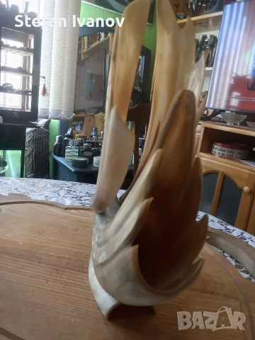 Лебед от рог, снимка 3 - Декорация за дома - 53795369