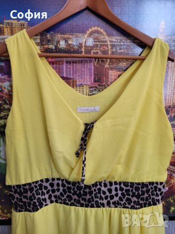 Жълта рокля с леопардов мотив, снимка 2 - Рокли - 42518154