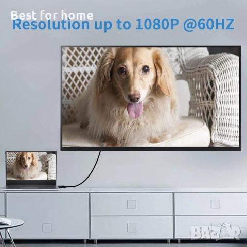 Адаптерен кабел Duttek USB C към VGA 6 фута/1.8 м, USB Type-C към VGA , снимка 4 - Кабели и адаптери - 53406265