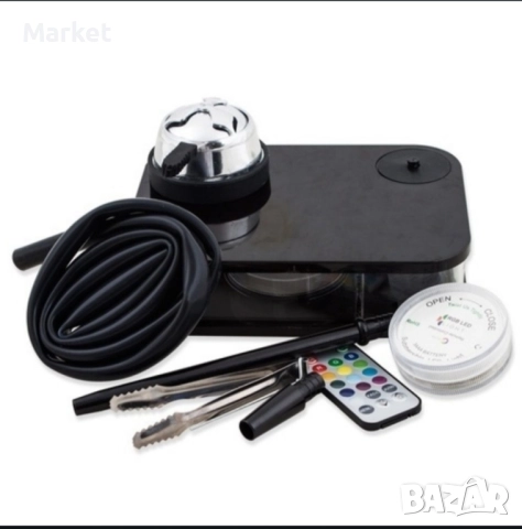 Акрилен уред Наргиле с дистанционно управление LED кутия, снимка 4 - Наргилета - 51808134