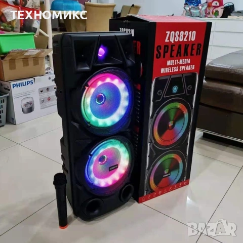 Караоке Big Boss Bluetooth колонка с микрофон ZQS 8210, снимка 5 - Bluetooth тонколони - 53801241