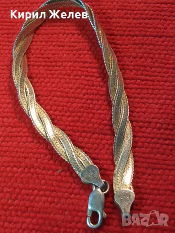 НЕЖНА ЛЕНТОВИДНА СРЕБЪРНА ГРИВНА СРЕБРО 925 MADE in ITALY с БЯЛА ПОЗЛАТА - ЧАСТ от КОМПЛЕКТ 50138, снимка 10 - Гривни - 49378674