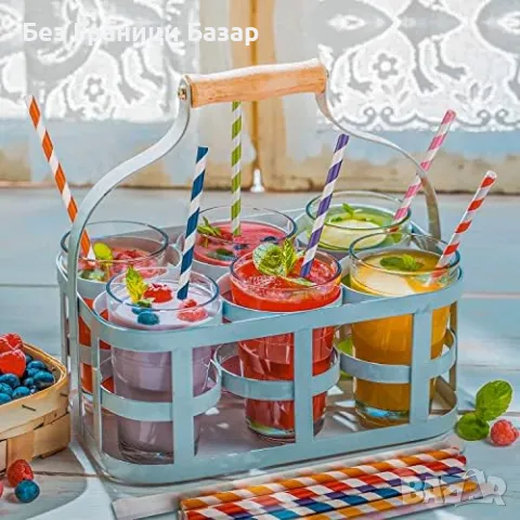 Нови 250 Биоразградими Хартиени Сламки Многоцветни За Парти Напитки, снимка 6 - Други - 47620795