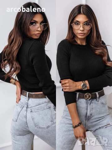 Дамски втален оребрен пуловер ISSABELI, 5цвята , снимка 5 - Блузи с дълъг ръкав и пуловери - 52579081