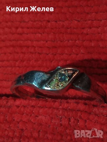 СТАР СКЪПОЦЕНЕН СРЕБЪРЕН ПРЪСТЕН с ФАСЕТИРАН СИН ЦИРКОНИЙ ЮВЕЛИРНА РЪЧНА РАБОТА СРЕБРО 25865