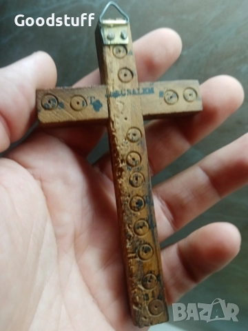 Седефен кръст, посребрен, маслинено дърво , снимка 6 - Антикварни и старинни предмети - 51773035