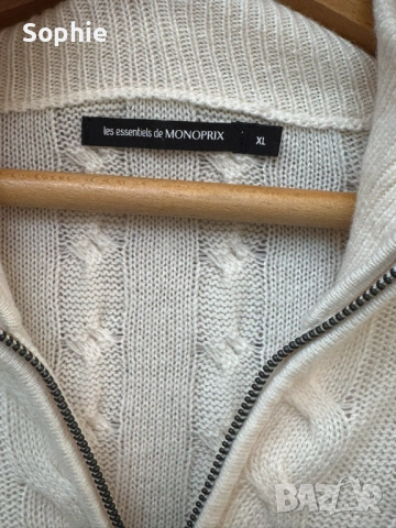 Бял мъжки пуловер Monoprix от вълна и кашмир , снимка 4 - Пуловери - 53861221