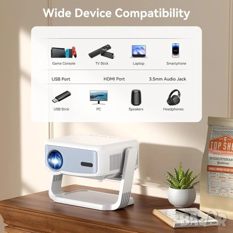 НОВ Whale TV Smart Projector Native 1080P WiFi Bluetooth 4K Support, снимка 6 - Плейъри, домашно кино, прожектори - 53782263