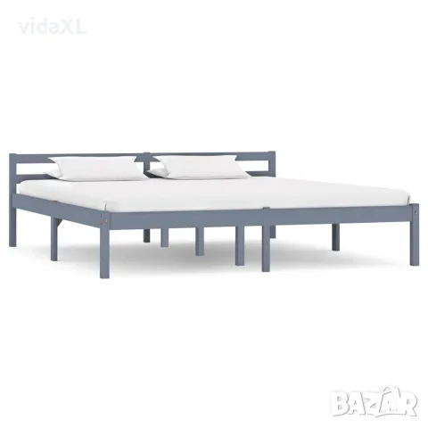 vidaXL Рамка за легло, сива, бор масив, 160x200 см