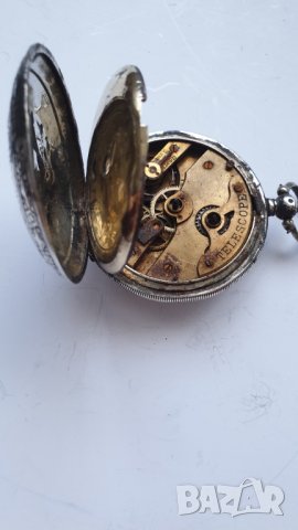 Джобен сребърен османски часовник telescope, снимка 5 - Антикварни и старинни предмети - 41400570