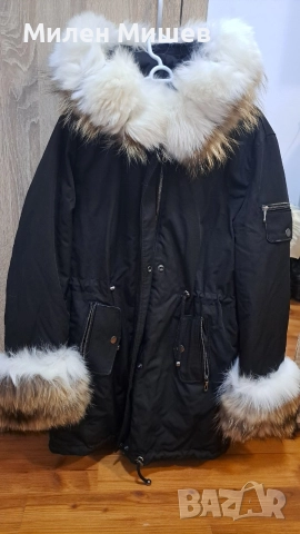 Палто с естествен пух, снимка 3 - Палта, манта - 52584110
