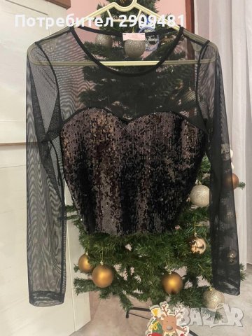 мрежеста блуза с пайети, снимка 3 - Корсети, бюстиета, топове - 38914453