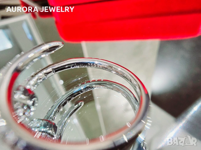 CARTIER Nail Juste un Clou Silver Small Paved Diamonds Пръстен Пирон, снимка 8 - Пръстени - 53193705