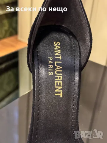 Yves Saint Laurent Дамски Черни Сандали Със Златист Метален Ток Код E267, снимка 4 - Сандали - 50414451