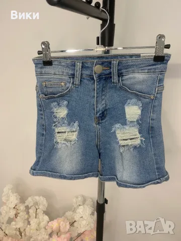 Къси дънки с висока талия размер XS