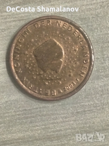 рядка монета 1 евроцент Холандия 2003