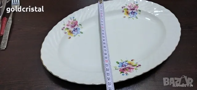 Стар български порцелан плато елипса , снимка 3 - Антикварни и старинни предмети - 48561920