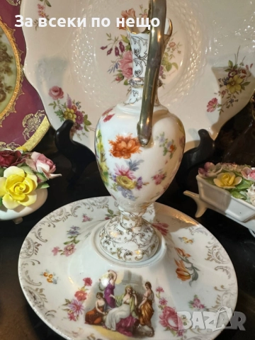 Ваза ръчно изрисувани със сцени от митологията и великолепни дрезденски цветя и букети Код P1634, снимка 6 - Декорация за дома - 52924710