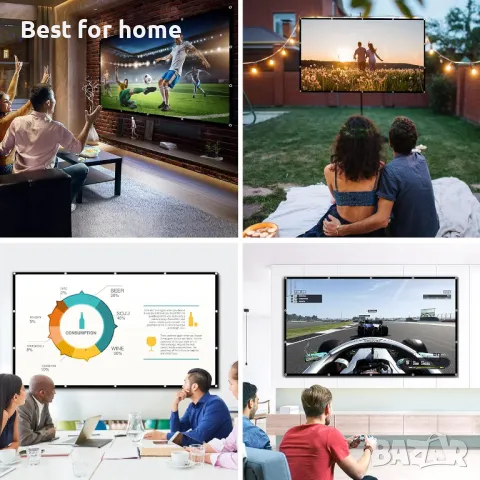 Висококачествен екран за проектори 120 инча, 16:9 от OZOERI, снимка 7 - Плейъри, домашно кино, прожектори - 50138736