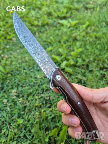 Сгъваем джобен нож дамаска стомана с кожен калъф, снимка 11 - Ножове - 51007128