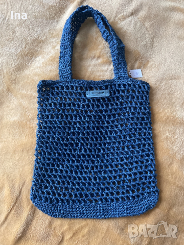 Синя плажна чанта