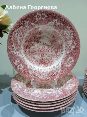 Английски розов порцелан -22 части, снимка 3 - Сервизи - 48332559