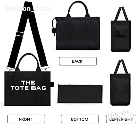 Нова Дамска чанта черна платнена голяма ежедневна през рамо жена, снимка 3 - Чанти - 40504095