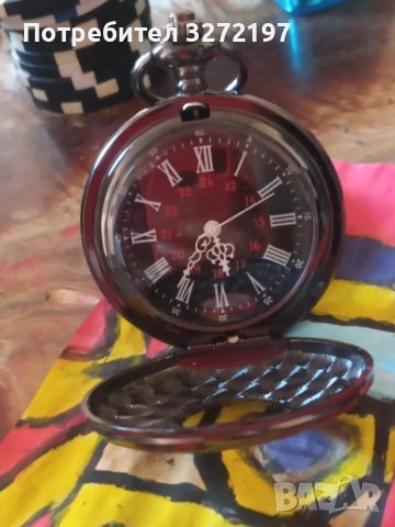 NOUSEG винтидж джобен кварцов часовник с римски цифри+ верижка , снимка 16 - Джобни - 41227257