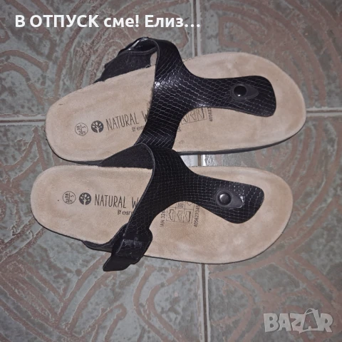 Чехли на платформа, тип Birkenstock, нови 38 естествена кожа и еко, снимка 1