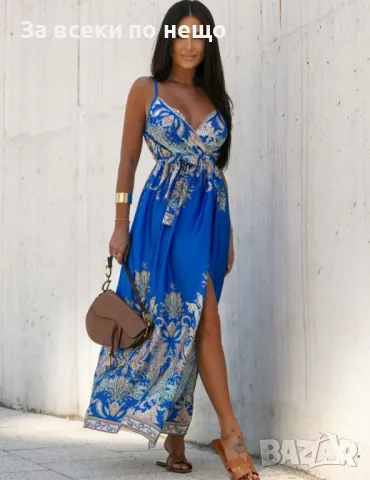 Дамска Дълга Ефирна Рокля - Налични Различни Цветове Код A595, снимка 4 - Рокли - 50370893