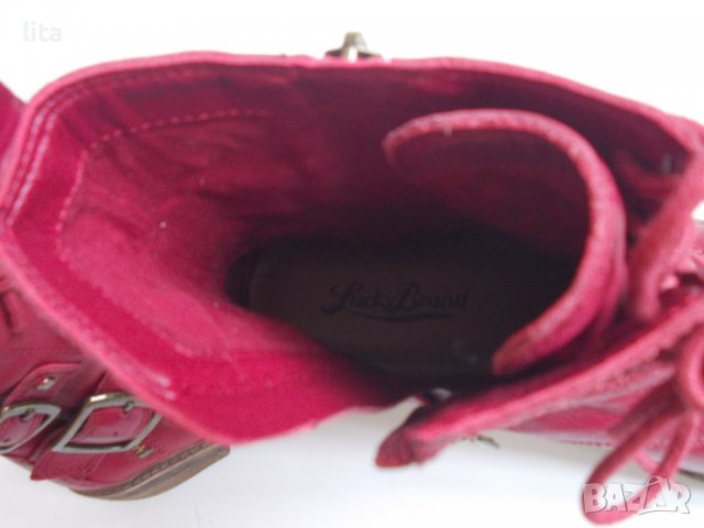 Кожени червени боти  № 36, снимка 7 - Дамски боти - 38618577