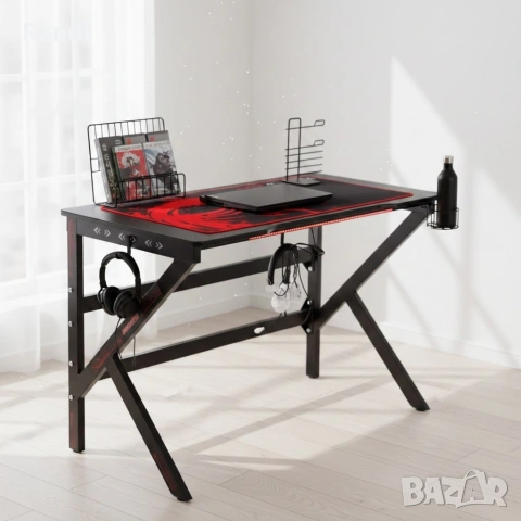 Геймърско компютърно бюро с RGB LED осветление, снимка 2 - Бюра - 53237791