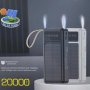 20 000 mAh Соларна батерия с LED диспей - Power Bank KLGO KP-96 с 4 вградени кабела, снимка 1