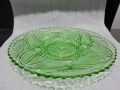 Стара стъклена чиния плато цветно зелено стъкло , снимка 1