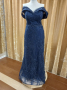 Елегантна дизайнерска вечерна рокля в тъмно синьо, снимка 1 - Рокли - 44837305