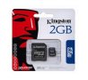 MicroSD карта памет клас 4 KINGSTON с адаптер 2GB, снимка 1 - Карти памет - 42632556